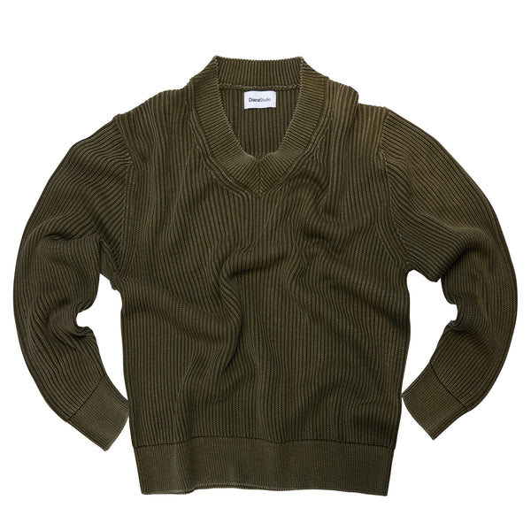 Scollo a v in Cotone decolorato artigianalmente