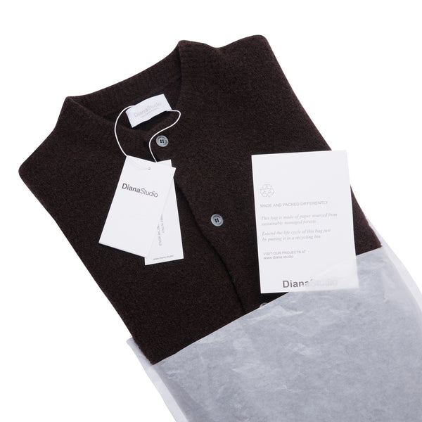 Merino wool blend cardigan with henley collar