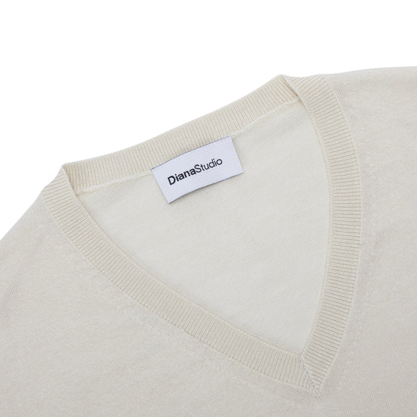 Scollo a V in Lana Merino extrafine e Cotone organico