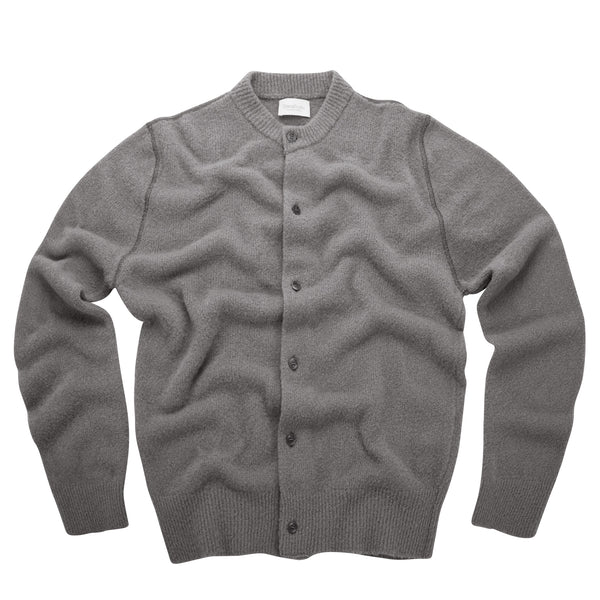 Merino wool blend cardigan with henley collar