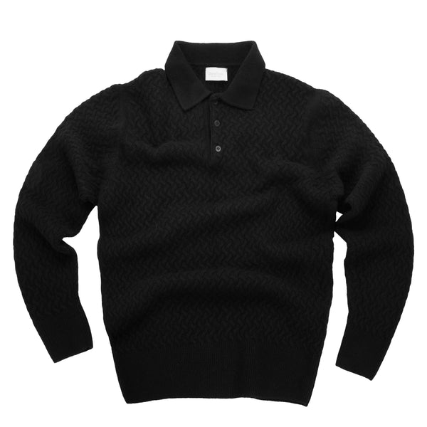 Polo in punto canestro in Cashmere e Lana