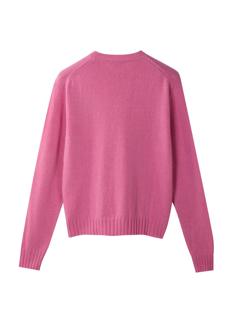 Girocollo Cropped in 100% Cashmere rigenerato Rosa Velluto