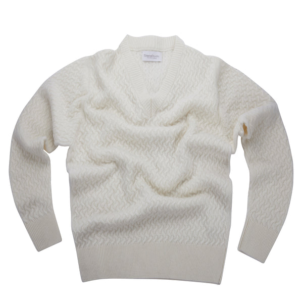 Scollo a V in punto canestro in Cashmere e Lana