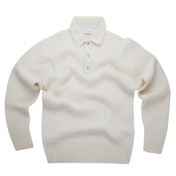 Polo in punto canestro in Cashmere e Lana