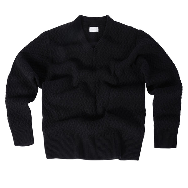 Scollo a V in punto canestro in Cashmere e Lana