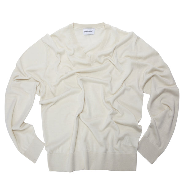 Scollo a V in Lana Merino extrafine e Cotone organico