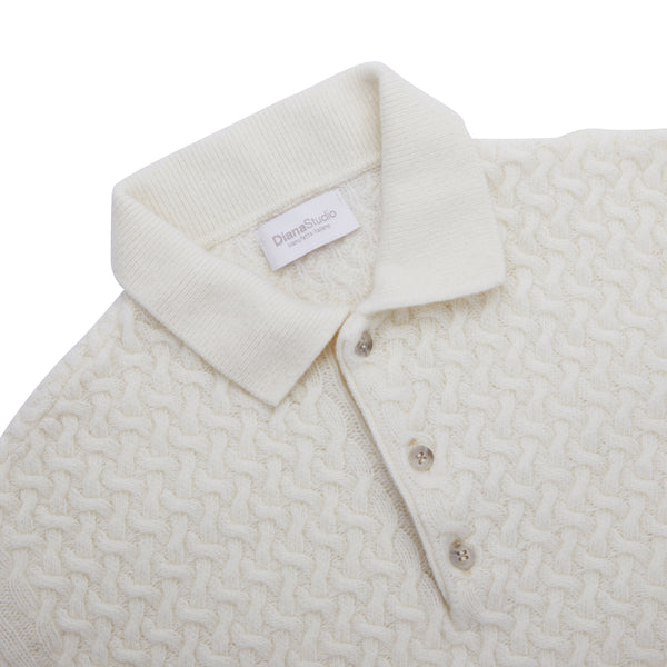 Polo in punto canestro in Cashmere e Lana