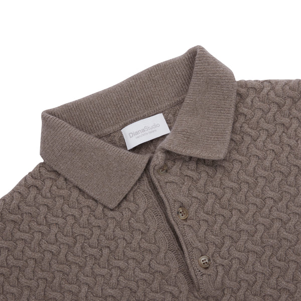Polo in punto canestro in Cashmere e Lana