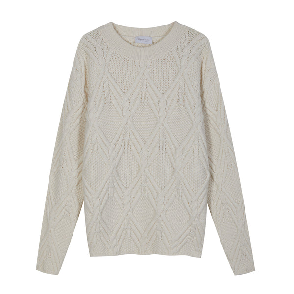 Girocollo a trecce in Lana Shetland