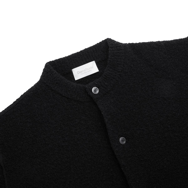 Merino wool blend cardigan with henley collar