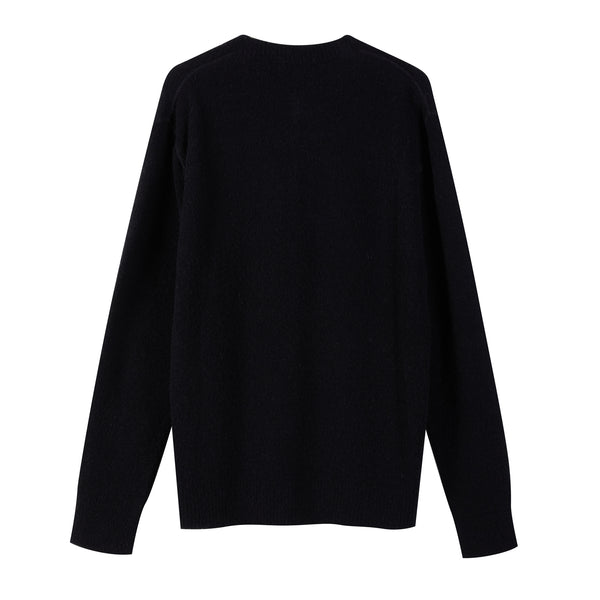 Merino wool blend cardigan with henley collar