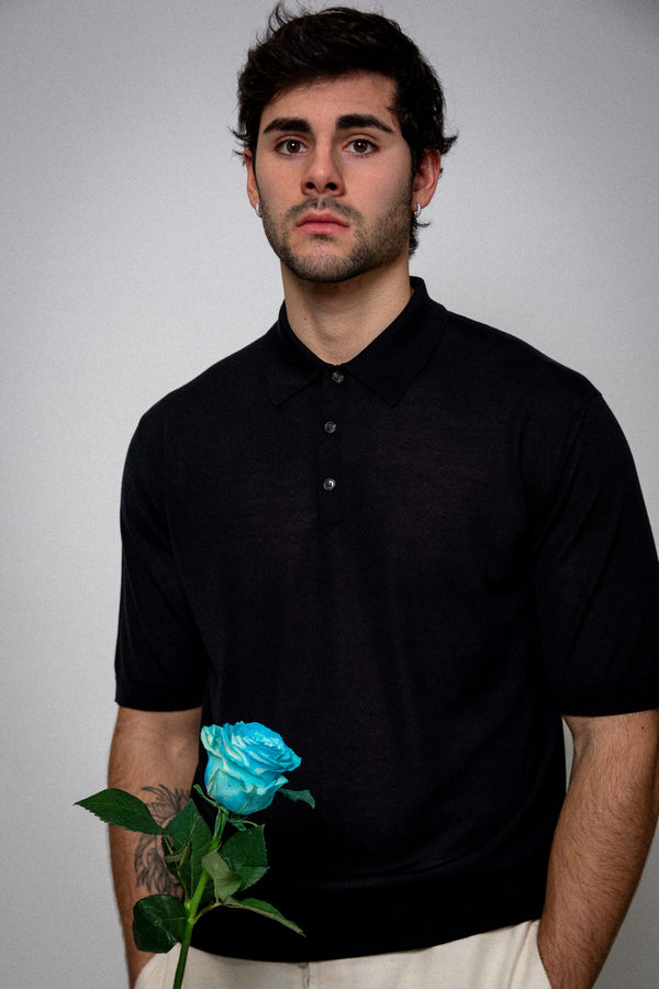 Polo in maglia in Lyocell - Variante Blu Navy - Immagine 2