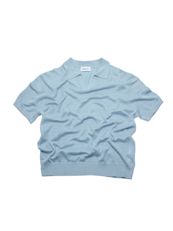 Polo senza bottoni in Lino