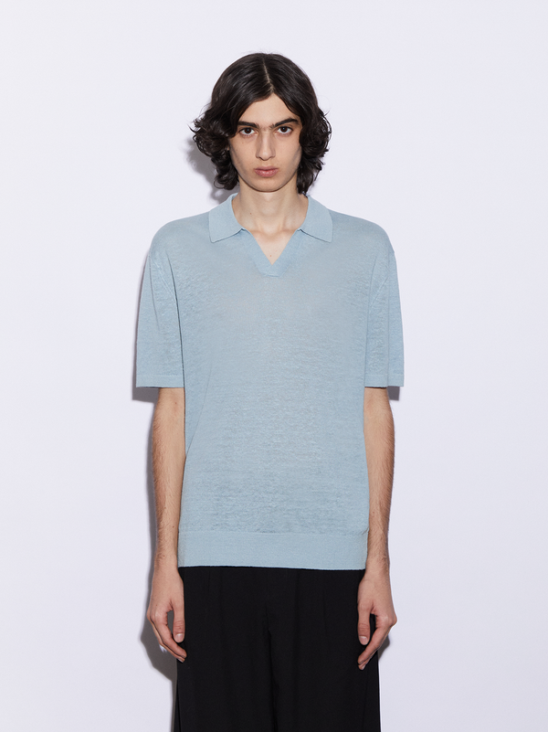 Polo senza bottoni in Lino