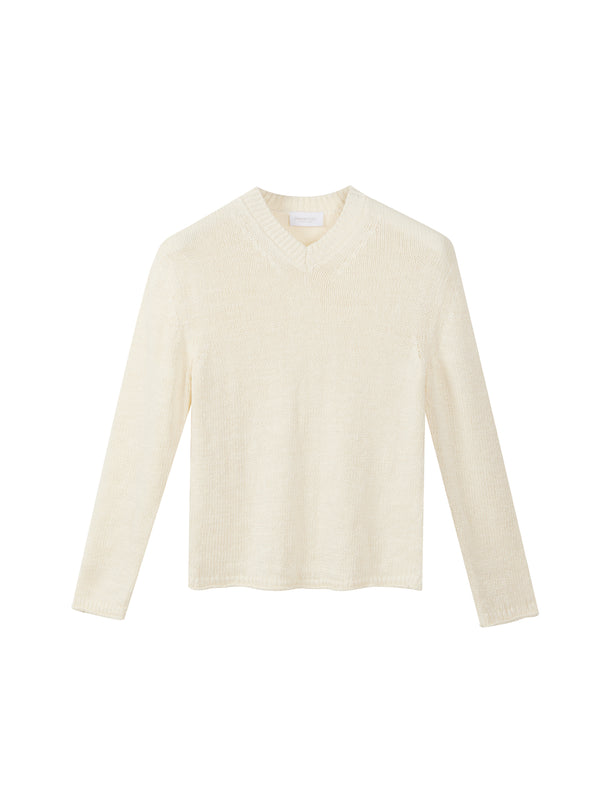 Scollo a V in Lino e Seta