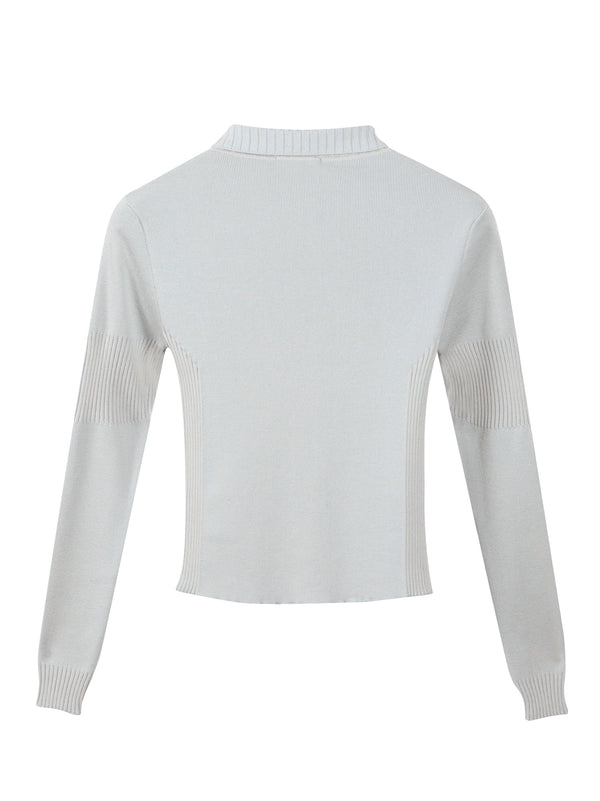 Maglia full zip in Lana e Cotone