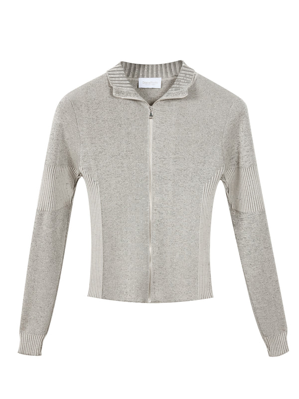 Maglia full zip in Lana e Cotone
