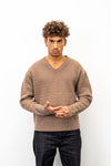Scollo a V in punto canestro in Cashmere e Lana