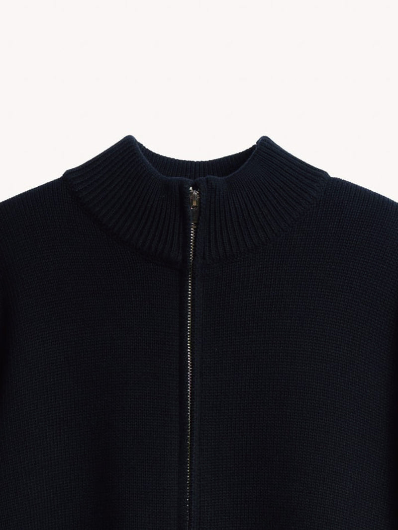 Giacca Zip in Maglia Rasata in Cotone
