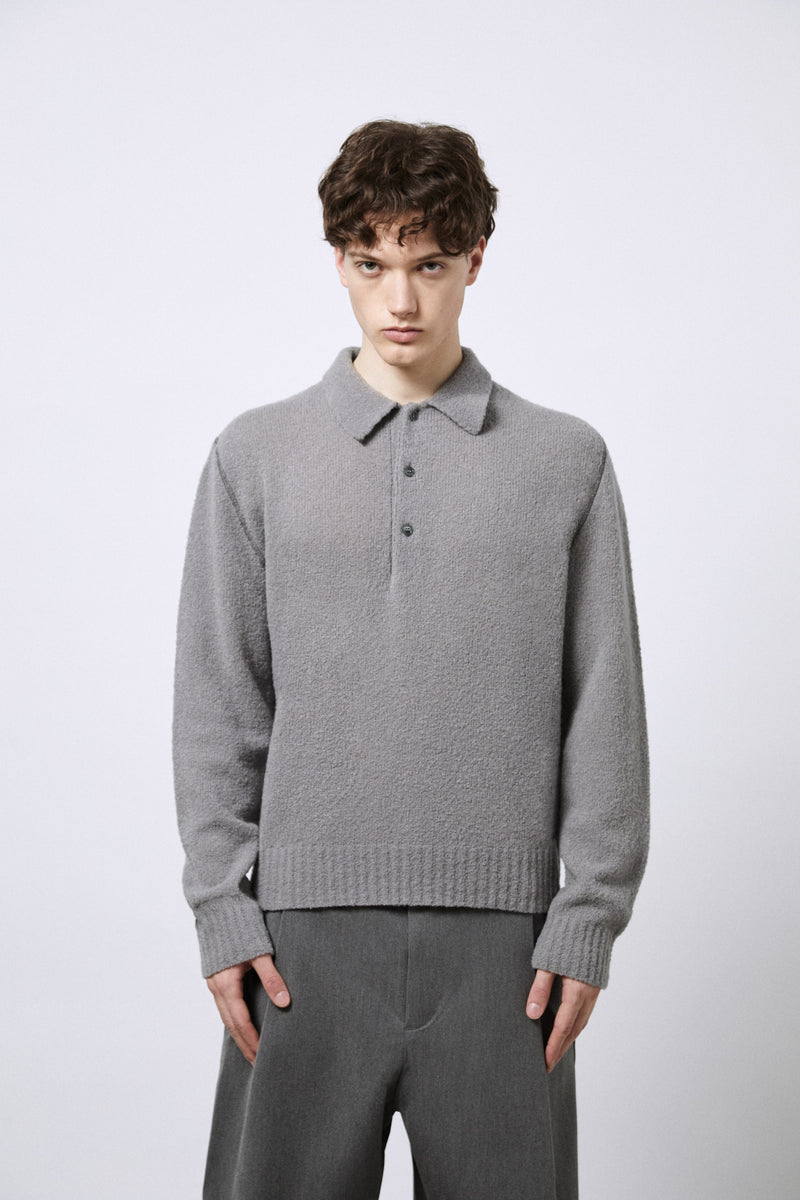 Polo aus Merino-Bouclé-Wolle