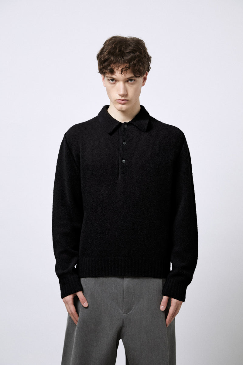 Polo aus Merino-Bouclé-Wolle