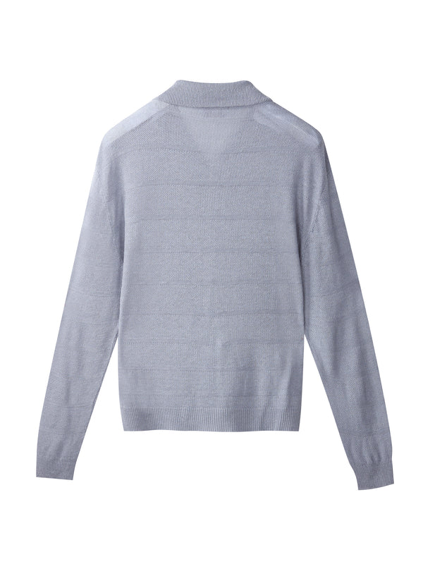 Cardigan zip in Lino in punto chicco di riso