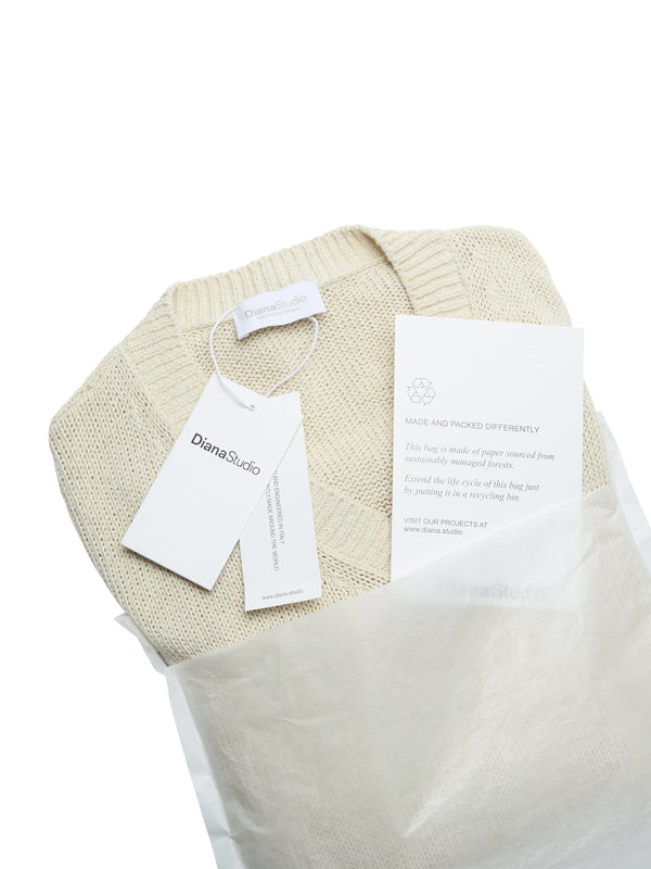 Oversized Baumwollpullover mit V-Ausschnitt