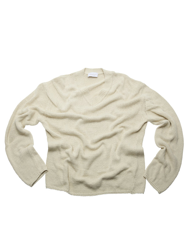 Oversized Baumwollpullover mit V-Ausschnitt