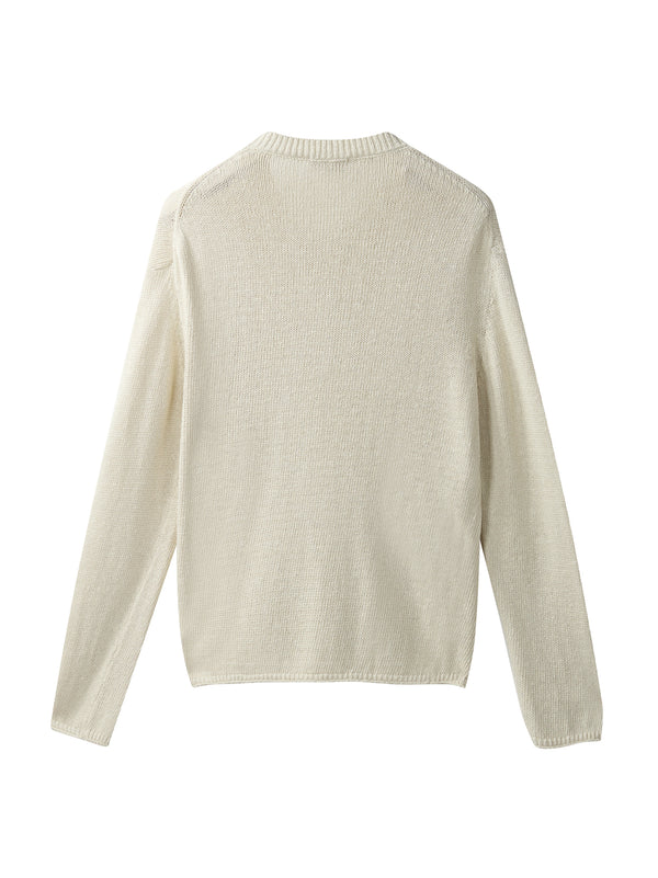 Oversized Baumwollpullover mit V-Ausschnitt