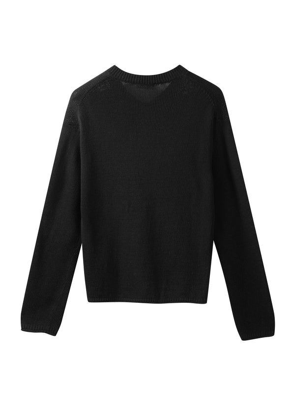 Oversized Baumwollpullover mit V-Ausschnitt