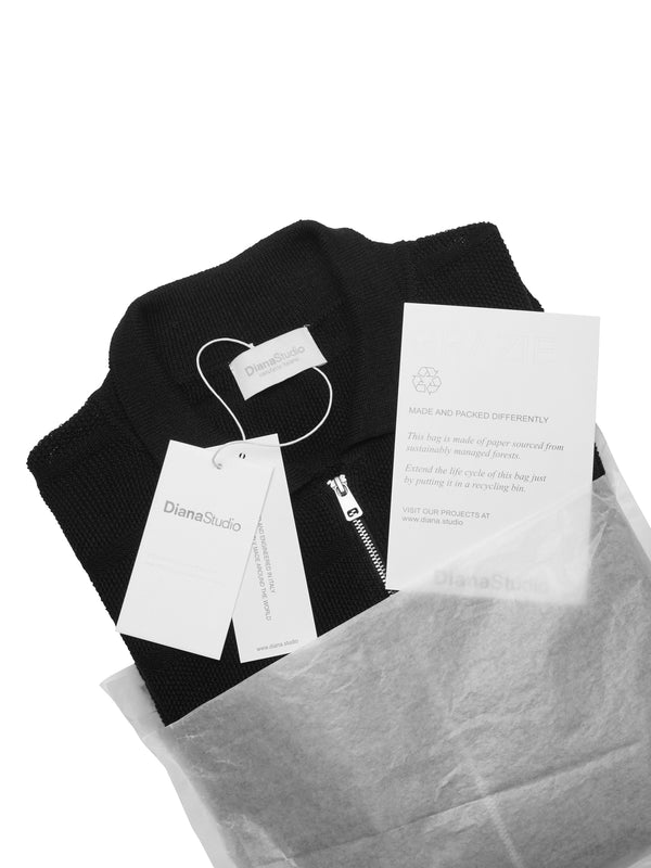 Cardigan zip in Lino in punto chicco di riso