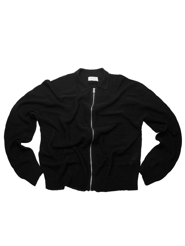 Cardigan zip in Lino in punto chicco di riso