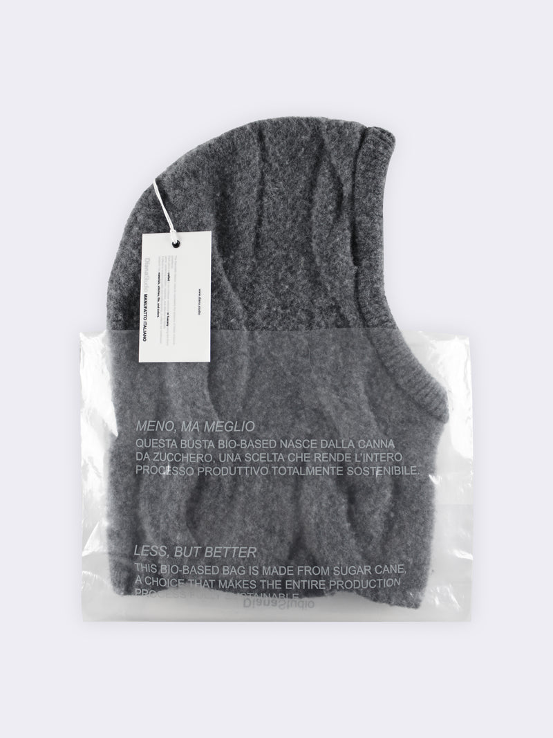 Pure wool balaclava with felted effect