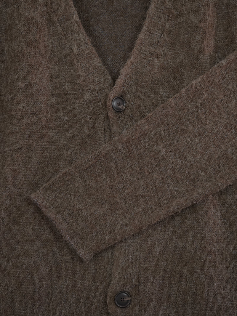 Cardigan in Alpaca blend con taglio vivo