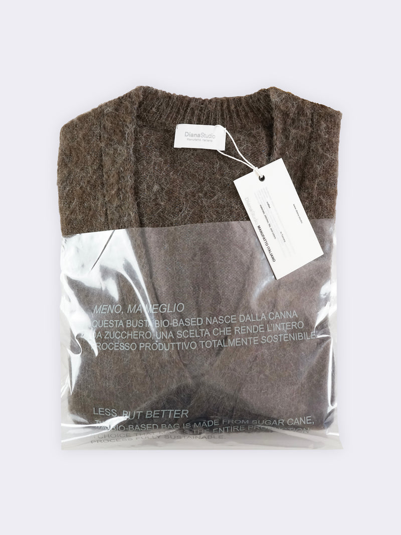 Cardigan in Alpaca blend con taglio vivo
