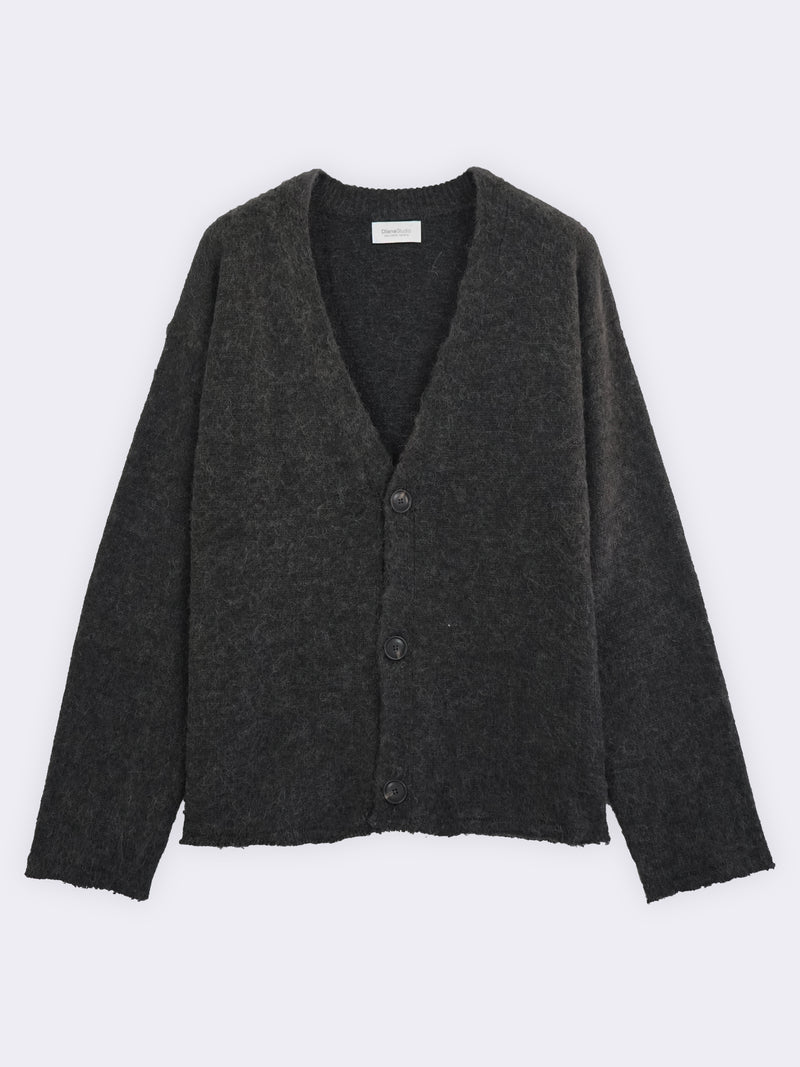 Cardigan in Alpaca blend con taglio vivo