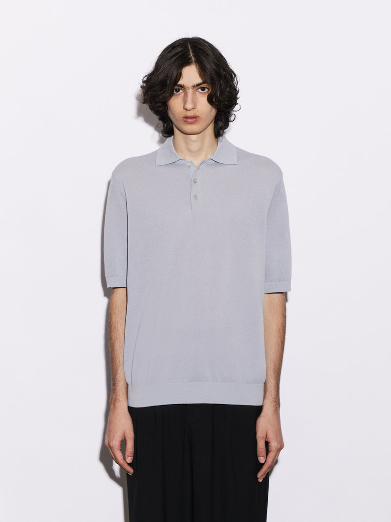 Polo in Cotone crêpe con microstruttura