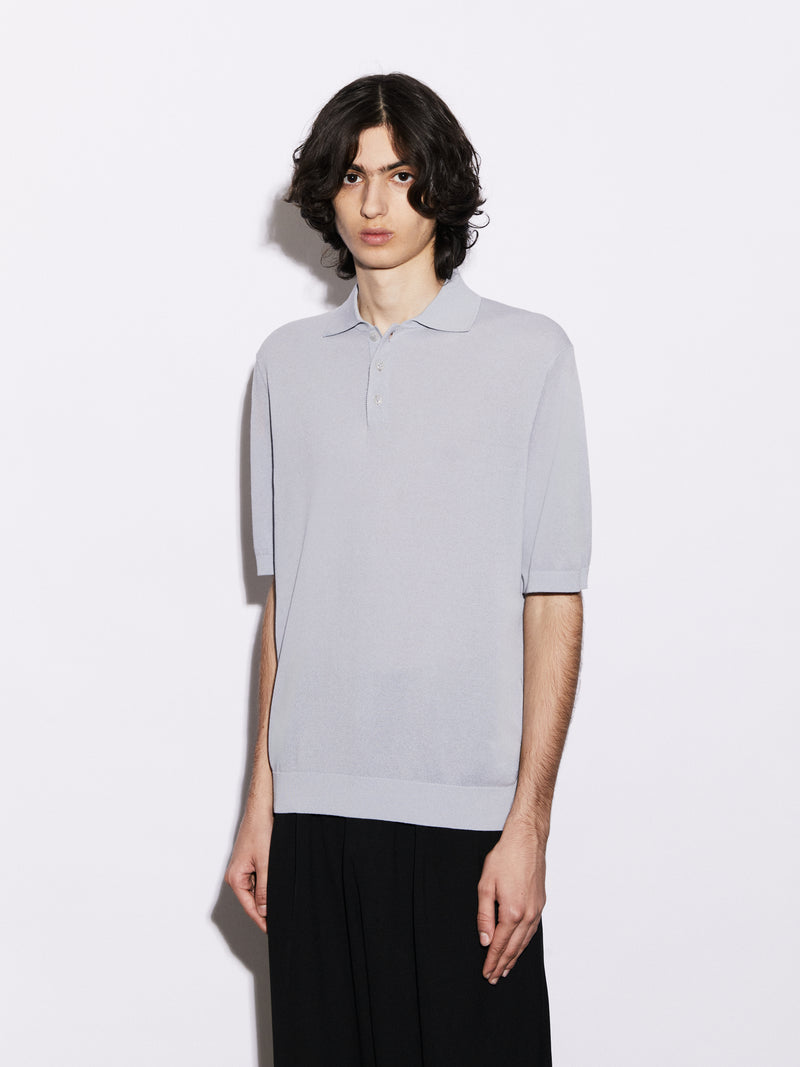 Polo in Cotone crêpe con microstruttura