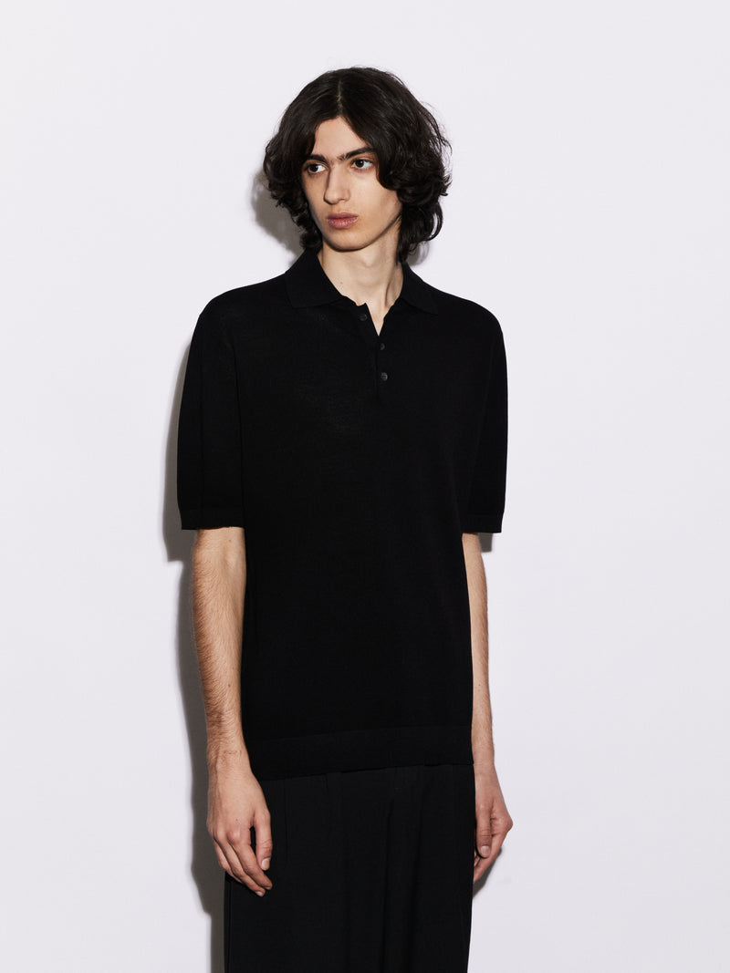 Polo in Cotone crêpe con microstruttura