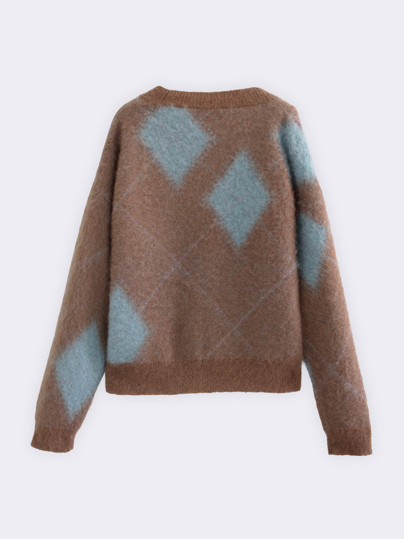 Cardigan aus Superkid-Mohair mit Argyle-Muster