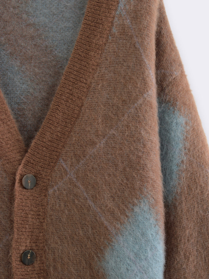 Cardigan aus Superkid-Mohair mit Argyle-Muster