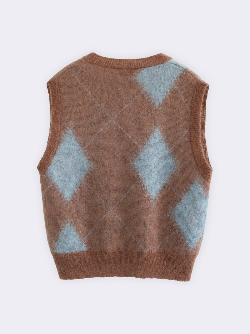 Argyle-Weste aus Superkid-Mohair