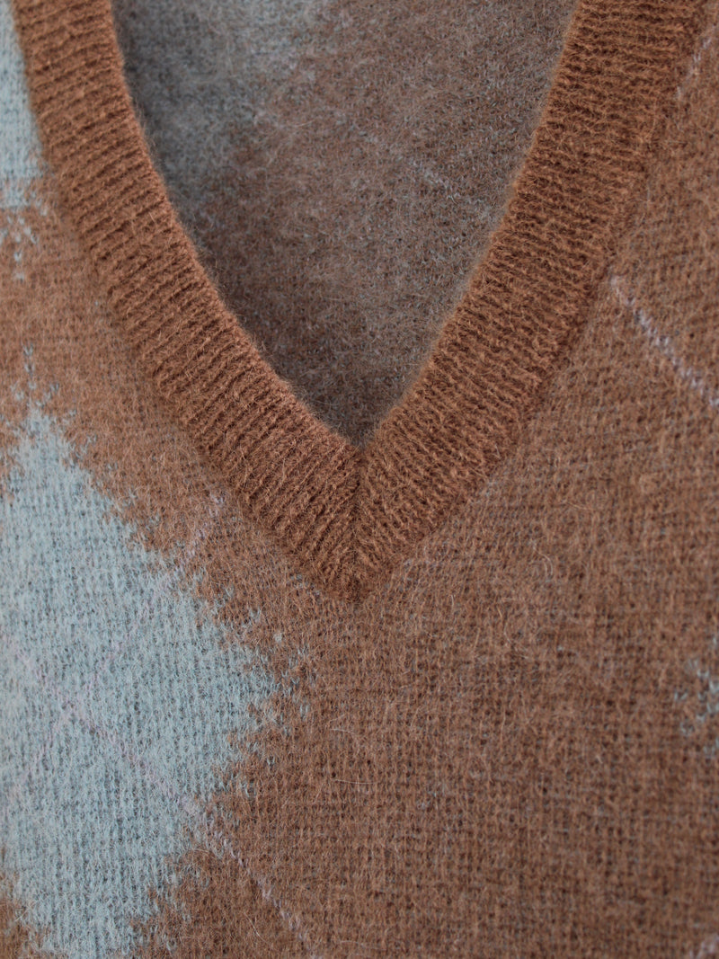 Argyle-Weste aus Superkid-Mohair