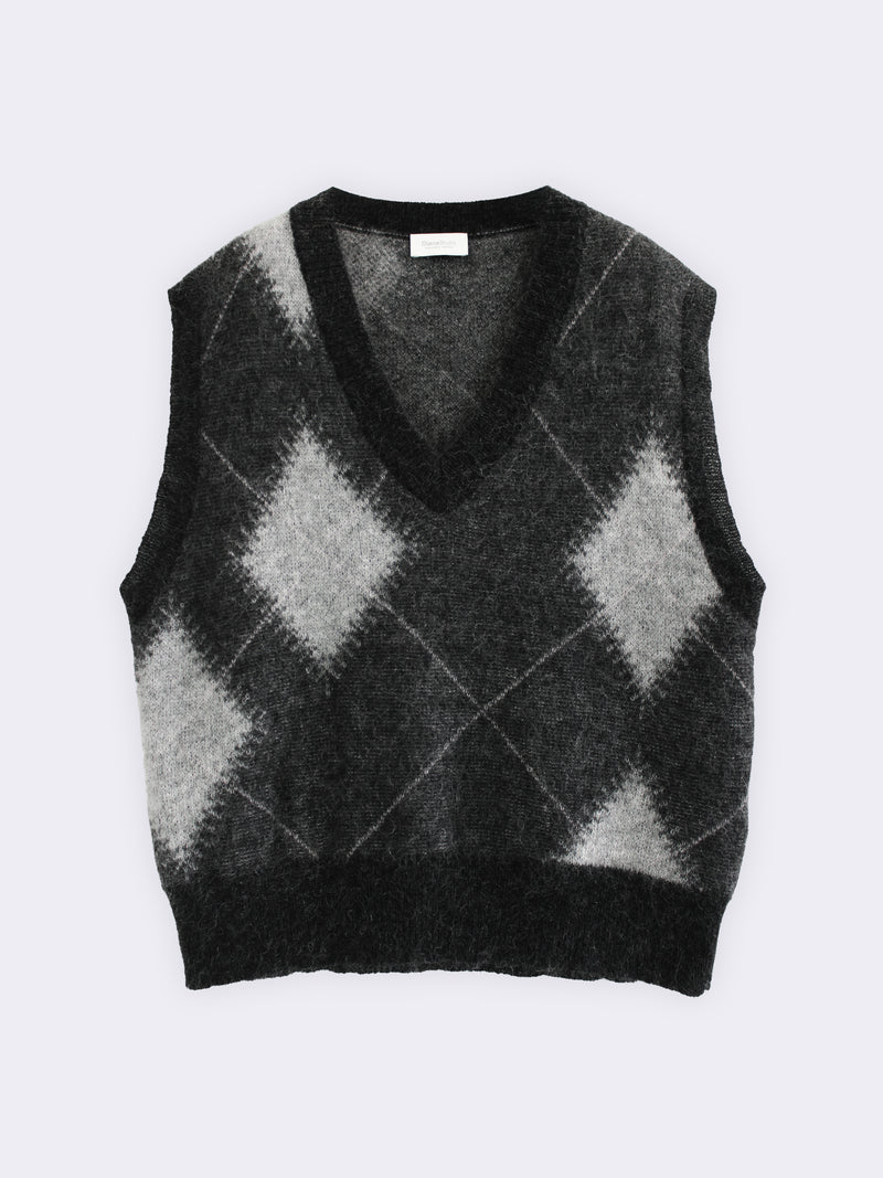 Argyle-Weste aus Superkid-Mohair