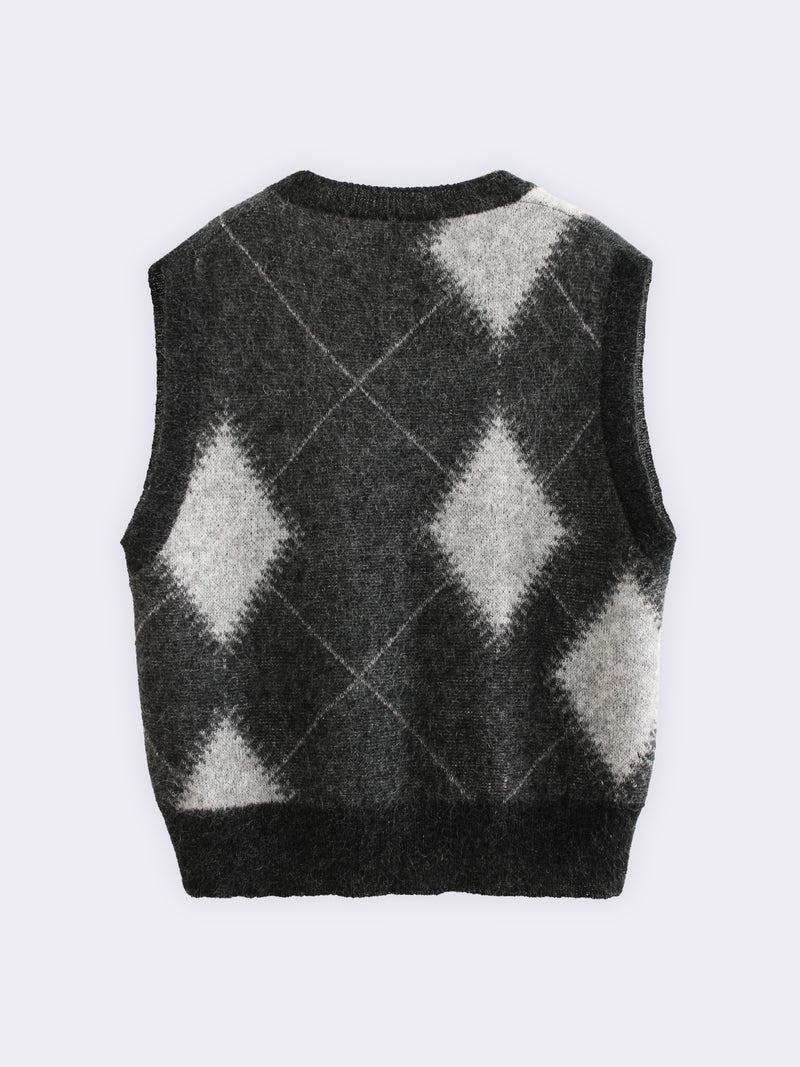 Argyle-Weste aus Superkid-Mohair