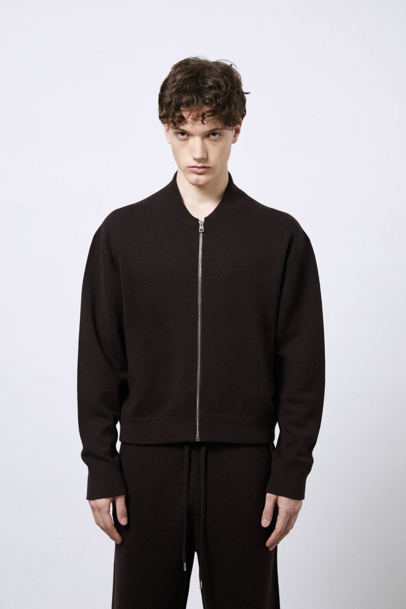 Merino Wool Milano Knit Bomber Jacket