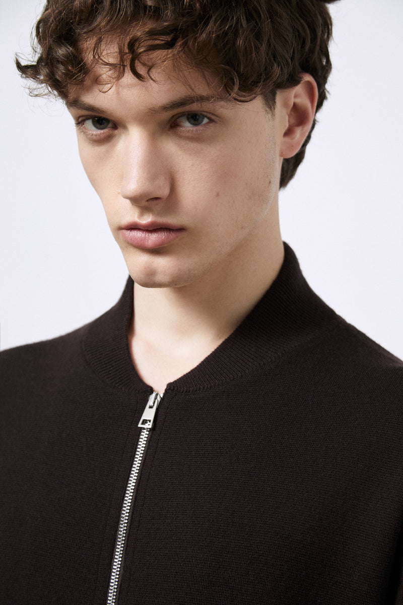 Merino Wool Milano Knit Bomber Jacket