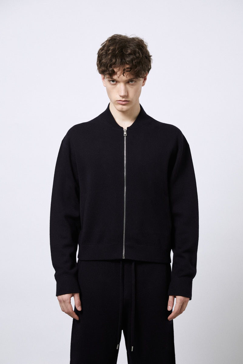Merino Wool Milano Knit Bomber Jacket