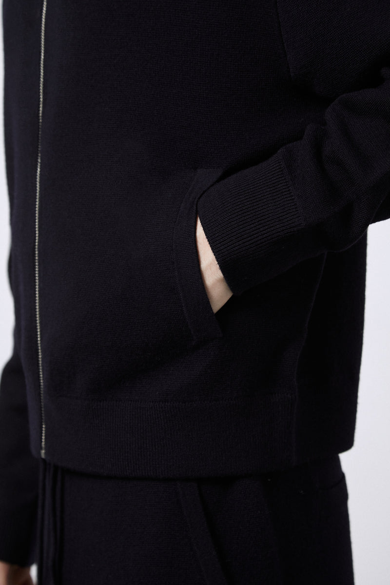 Merino Wool Milano Knit Bomber Jacket