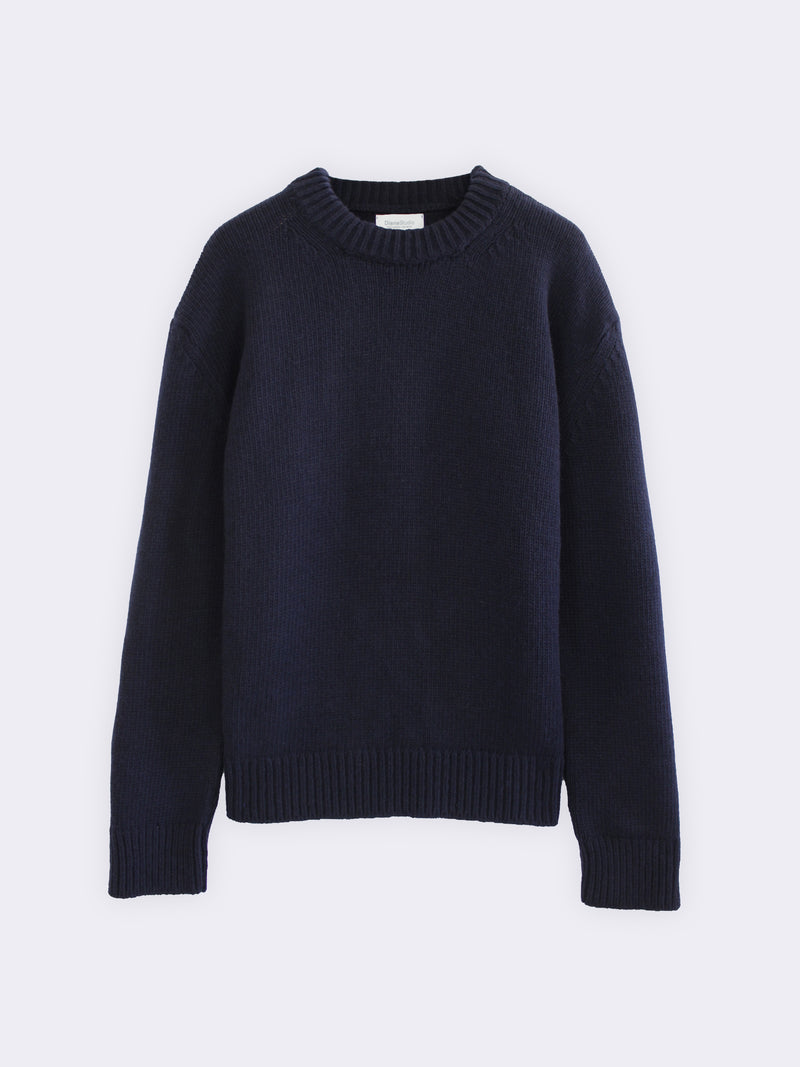 Boxy crew-neck sweater in pure wool